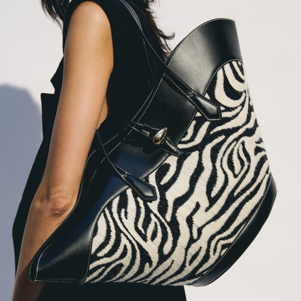 H&M Black and White Zebra Print Shopper Bag - Picture 3 of 11